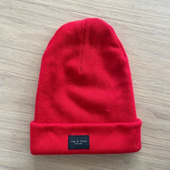 rag & bone Accessories - Rag & Bone Vibrant Red Knit Beanie
